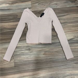 Forever 21 Pink and White Striped Long Sleeve Top